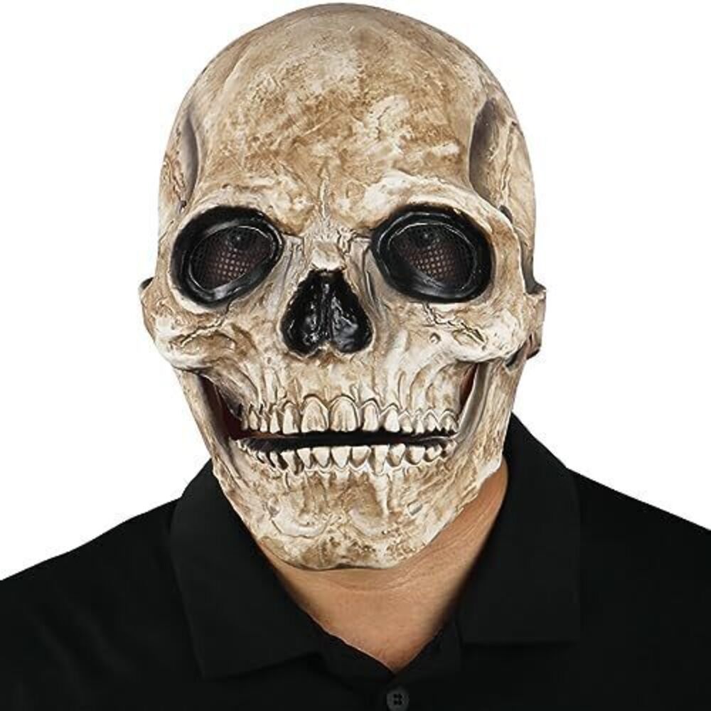 8046 Skull Mask with Moving Jaw, Halloween Scary Mask Full Head Skeleton